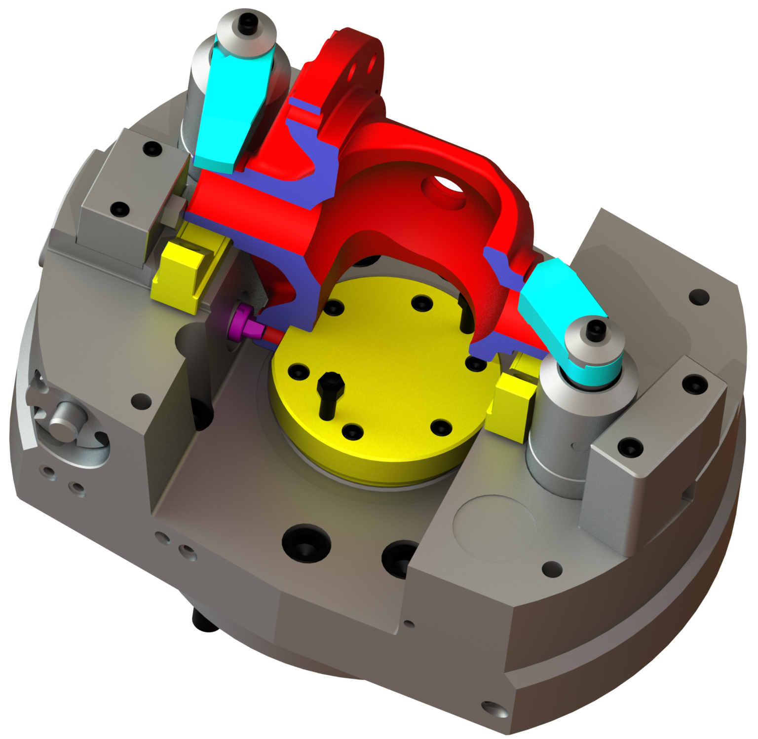 HeliClamp Chuck with radial location for turning of differential case spherical pinion seats