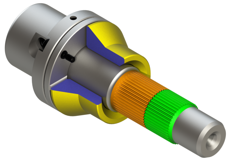 Between centers mandrel with wobble stop assembly.